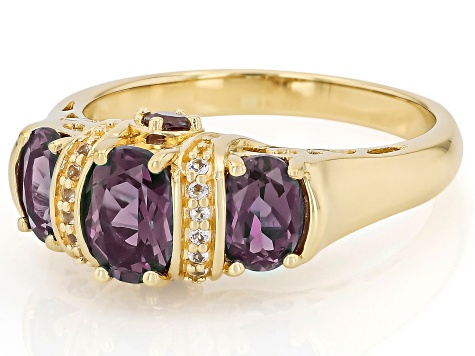 Blue Lab Created Alexandrite 18k Yellow Gold Over Sterling Silver