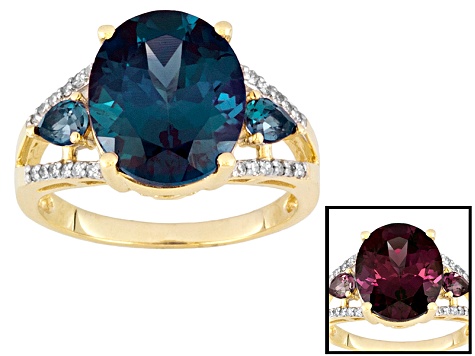 Blue Lab Created Alexandrite 10k Yellow Gold Ring 6.50ctw