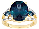 Blue Lab Created Alexandrite 10k Yellow Gold Ring 6.50ctw