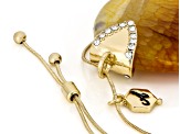 Agate with White Crystal Gold Tone Medallion Necklace