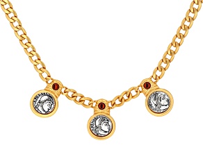 Crystal Two-Toned Coin Replica Necklace