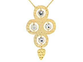 White Crystal Gold Tone Hammered Necklace