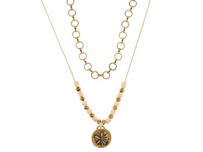 Gold Tone Sand Dollar Multi-Row Necklace