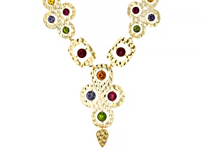 Multi-Color Crystal Gold Tone Necklace