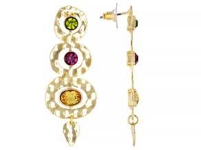 Multi-Color Crystal Gold Tone Earrings