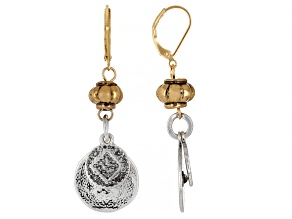 Two-Tone Shield Charm Dangle Earring