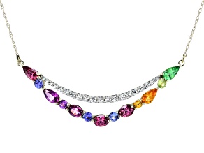 Mixed Multi-Gem 10k Yellow Gold Necklace 2.33ctw