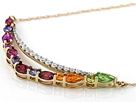 Mixed Multi-Gem 10k Yellow Gold Necklace 2.33ctw