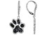 Black spinel rhodium over silver paw-print earrings 2.42ctw