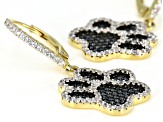 Black spinel 18k yellow gold over silver paw-print earrings 2.42ctw