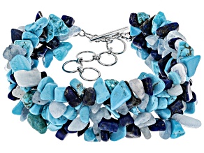 Blue lapis lazuli sterling silver bracelet