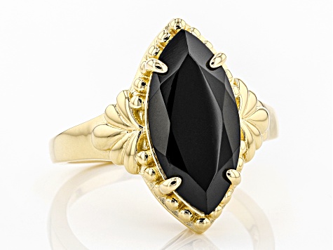 Black spinel 18k yellow gold over sterling silver ring 3.83ct