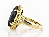 Black spinel 18k yellow gold over sterling silver ring 3.83ct