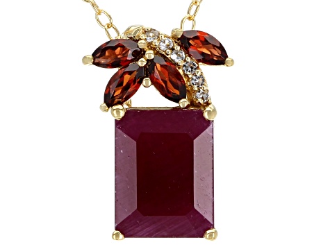 Red Ruby 18k Gold Over Silver Pendant with Chain 2.30ctw