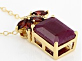 Red Ruby 18k Gold Over Silver Pendant with Chain 2.30ctw