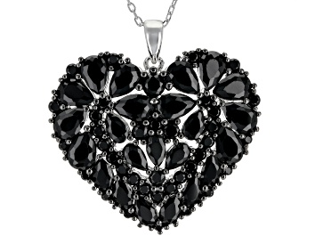 Picture of Black spinel rhodium over silver pendant with chain 7.91ctw