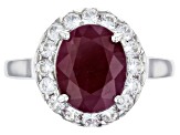 Red ruby rhodium over sterling silver ring 3.41ctw