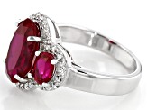 Red lab created ruby rhodium over silver ring 5.14ctw