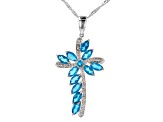 Blue neon apatite rhodium over sterling silver pendant with chain 2.35ctw