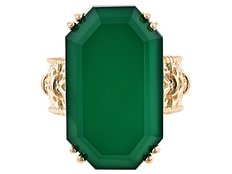 Green onyx 18k yellow gold over sterling silver ring