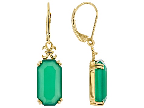 Green Onyx 18k Yellow Gold Over Sterling Silver Earrings