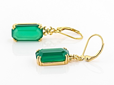 Green Onyx 18k Yellow Gold Over Sterling Silver Earrings