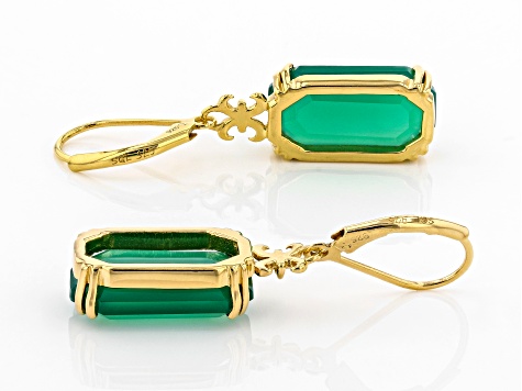 Green Onyx 18k Gold Over Silver Earrings
