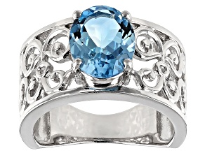 Blue Glacier Topaz™ rhodium over silver ring 2.82ct