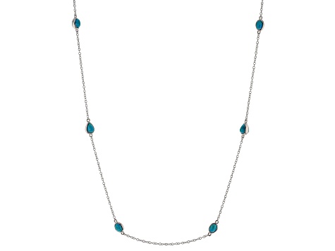 Blue turquoise rhodium over sterling silver necklace