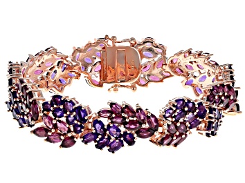 Picture of Raspberry Rhodolite 18k rose gold over silver bracelet 25.54ctw