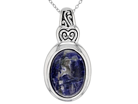 Blue Sodalite Silver Slide With Chain