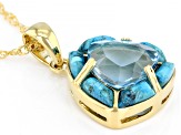 Sky Blue Topaz 18k Yellow Gold Over Silver Pendant with Chain 5.70ct