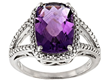 Picture of Purple amethyst rhodium over silver ring 4.51ctw