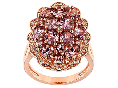 Pink Color Shift Garnet 18k Rose Gold Over Sterling Silver Ring 4.35ctw