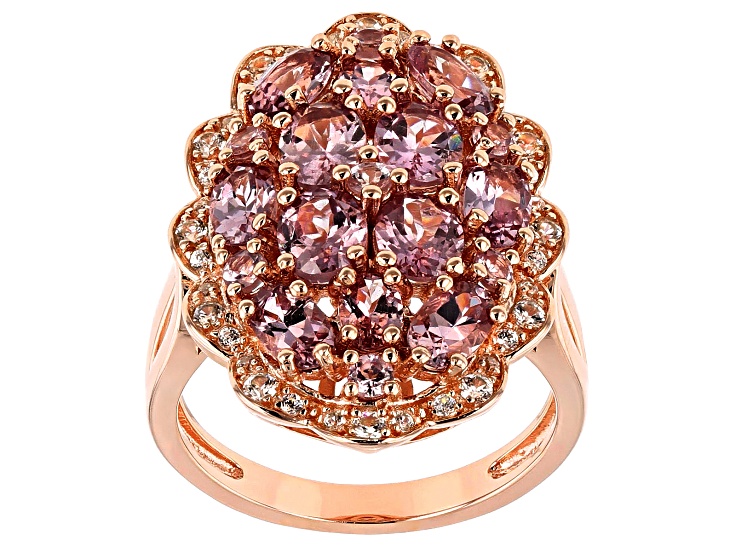 Pink Color Shift Garnet 18k Rose Gold Over Sterling Silver Ring 4.35ctw