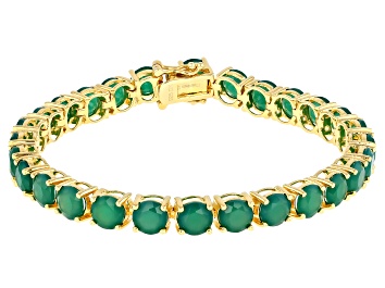 Picture of Green onyx 18k yellow gold over sterling silver bracelet