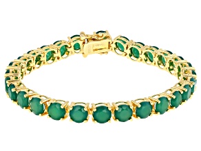 Green onyx 18k yellow gold over sterling silver bracelet