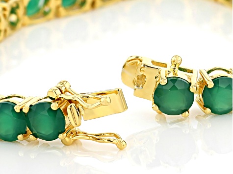 Green onyx 18k yellow gold over sterling silver bracelet