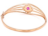 Pink  Lab Created Sapphire 18K Rose Gold Over Silver Floral Design Bracelet 1.36ctw