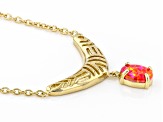 Orange Lab Created Opal 18K Yellow Gold Over Silver Boomerang Necklace