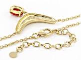 Orange Lab Created Opal 18K Yellow Gold Over Silver Boomerang Necklace