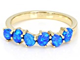 Blue Lab Created Opal 18K Yellow Gold Over Silver Ring