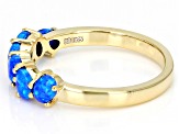 Blue Lab Created Opal 18K Yellow Gold Over Silver Ring