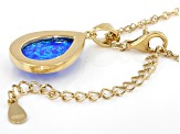 Blue Lab Created Opal 18K Yellow Gold Over Silver Pendant With 18" Chain