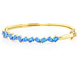 Blue Lab Created Opal 18K Yellow Gold Over Silver Bangle