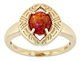 Lab Created Orange Opal 18K Yellow Gold Over Silver Boomerang Ring