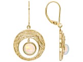 Multi Color Ethiopian Opal 18K Yellow Gold Over Silver Textured Design Earrings