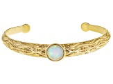 Multi Color Ethiopian Opal 18K Yellow Gold Over Silver Textured Design Bracelet