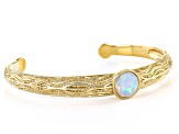 Multi Color Ethiopian Opal 18K Yellow Gold Over Silver Textured Design Bracelet