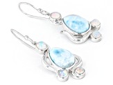 Larimar & Ethiopian Opal Rhodium Over Silver Earrings